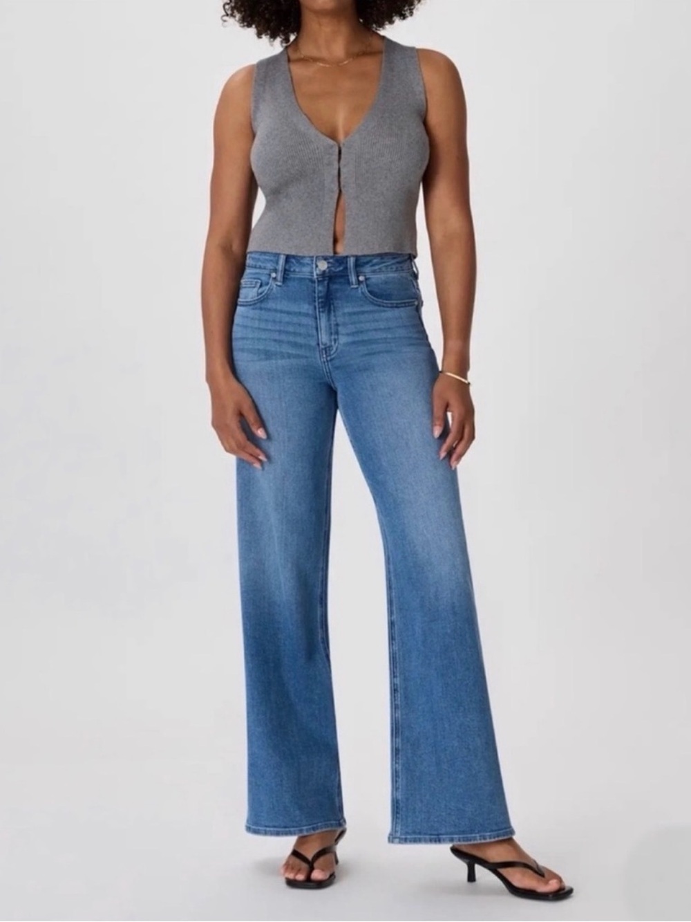 Quince - Bella Stretch, High Rise, Wide Leg Jeans - Seaside Blue, 29R